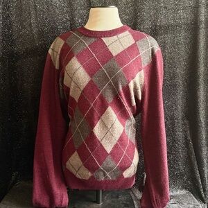 Dockers Mens Burgundy Argyle Crewneck Sweater
